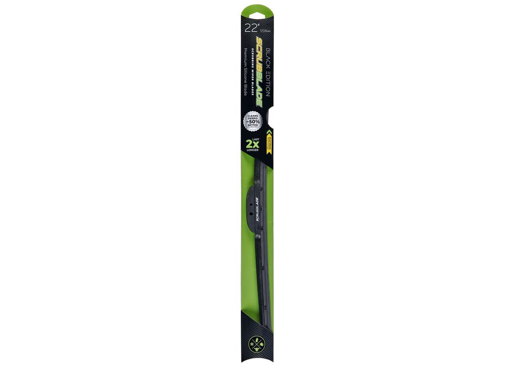 a wiper blade in its black and green packaging
