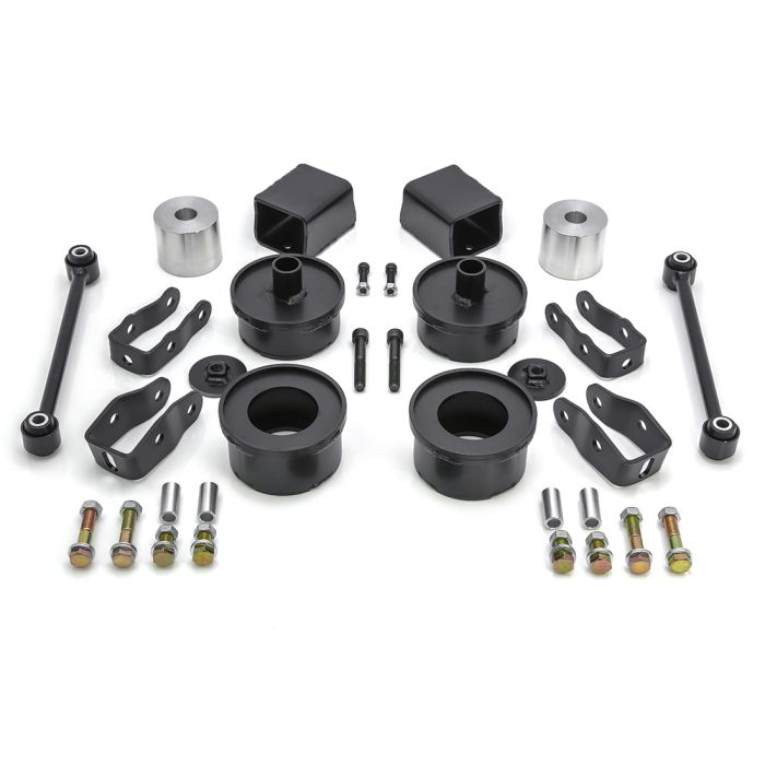 all of the components of a lift kit laid out