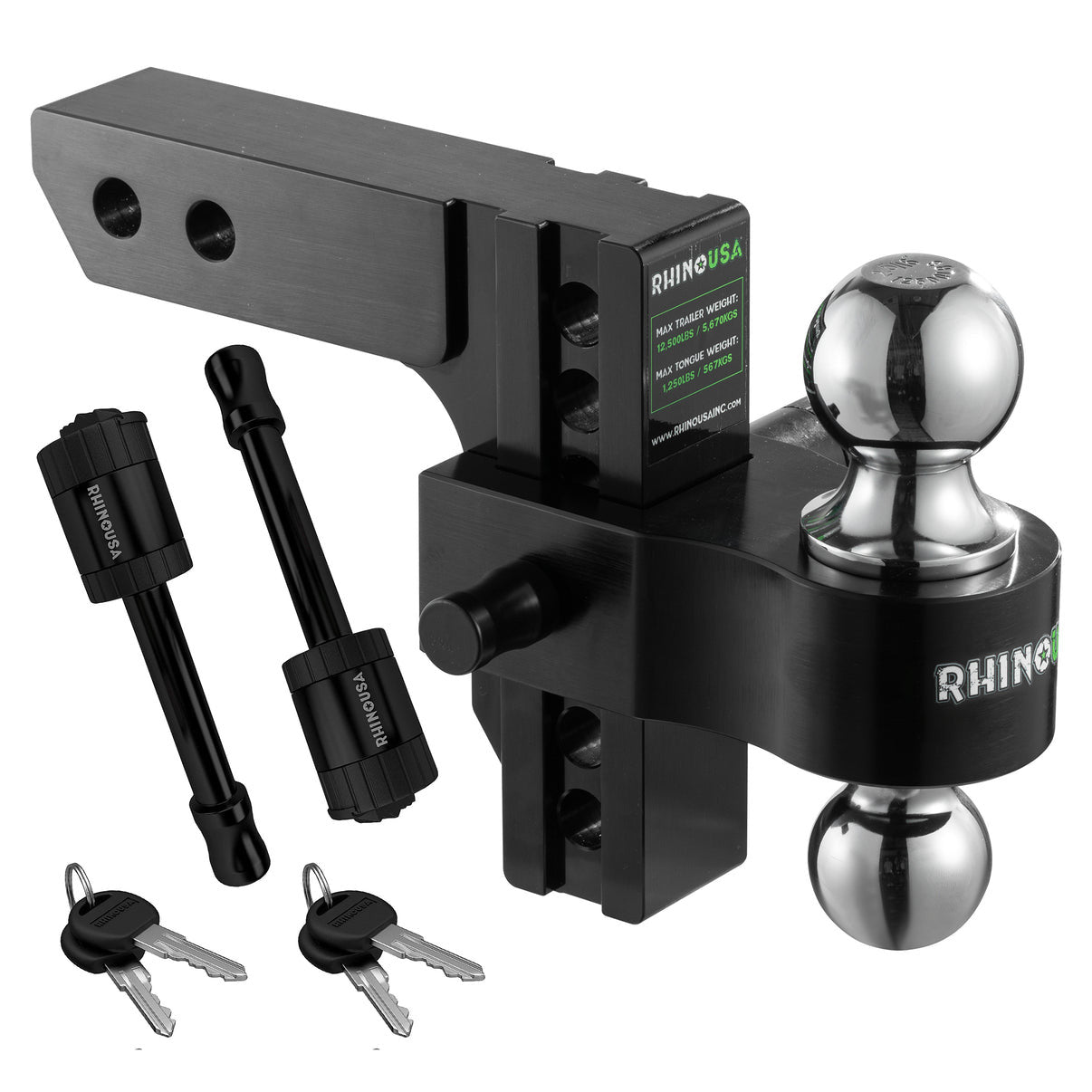a ball hitch with two sets of keys and locking pins