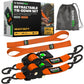 Rhino branded packaging with carrying bag and 2 orange retractable ratchet straps