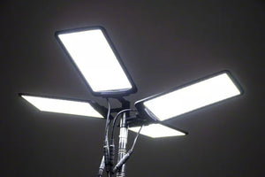 a dark space lit up by the telescoping LED light