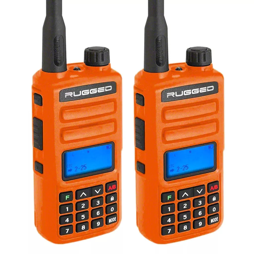 2 orange radio handsets