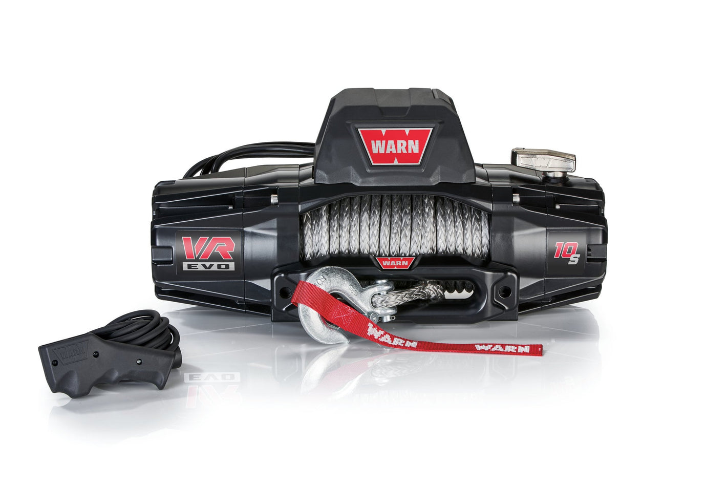 a black winch with red embellishments